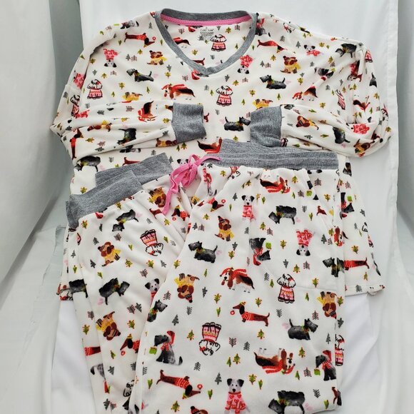 Cuddl Duds Cozy Fleece Holiday Dog Pajama Set | Long Sleeve Top & Joggers XL - Picture 2 of 9